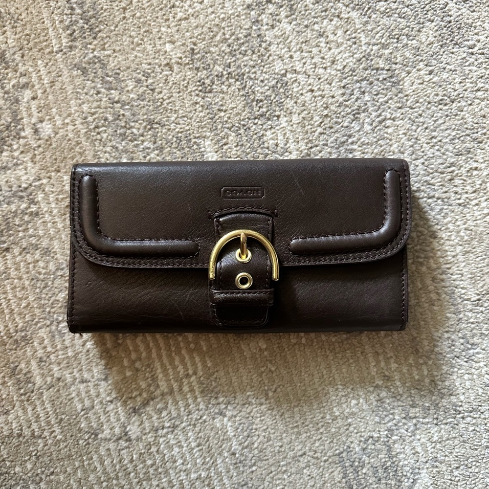 Authentic Coach Wallet - Chocolate Brown Leather